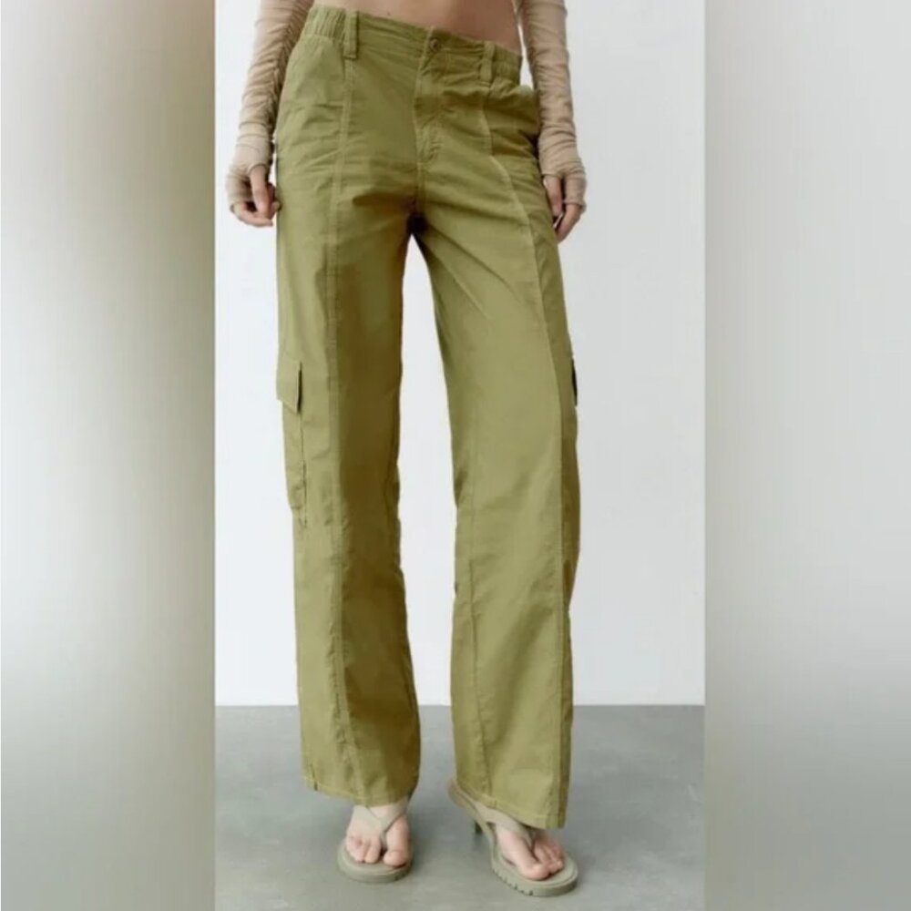 Zara MID-RISE PARACHUTE PANTS